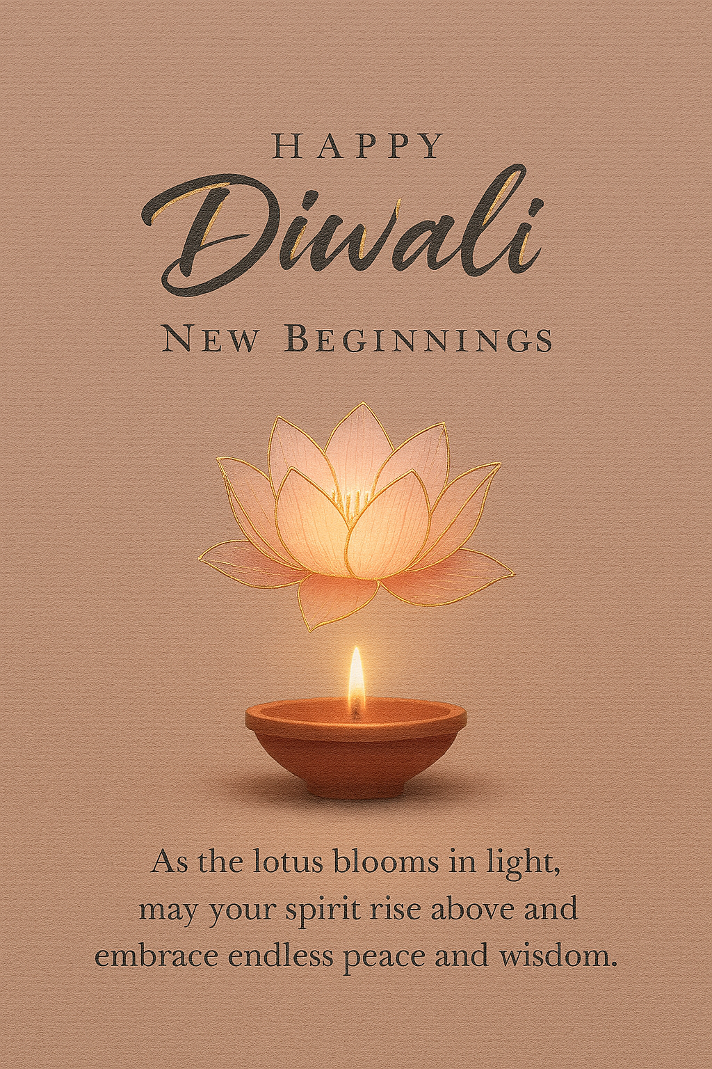 Premium Diwali greeting cards – Beige Lotus New Beginnings