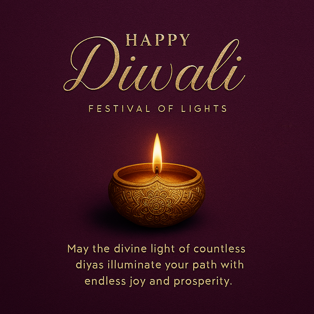 Luxurious Diwali Light Over Darkness — Gold Mandala Card