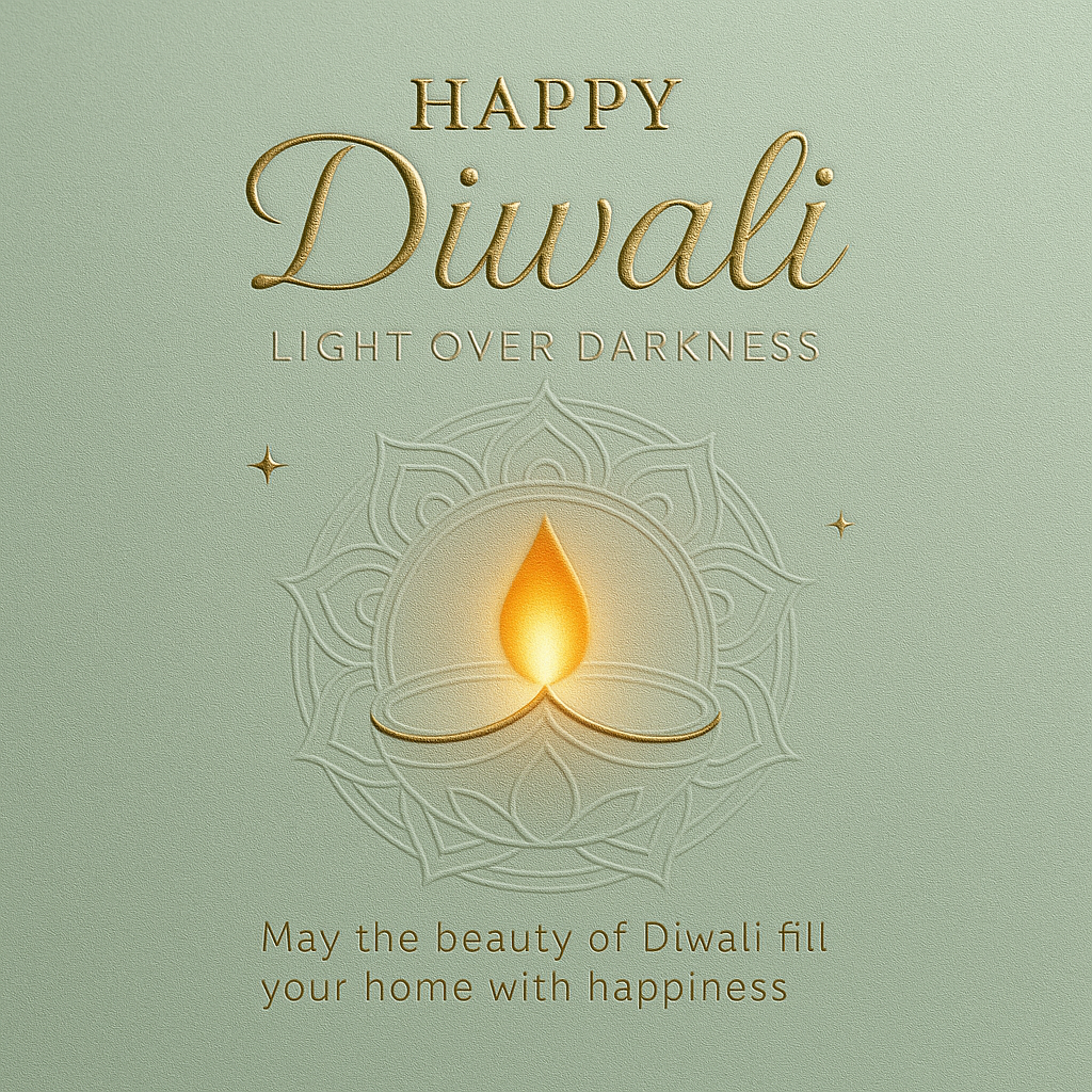 Serene Diwali Light Over Darkness — Sage Lotus Mandala Card