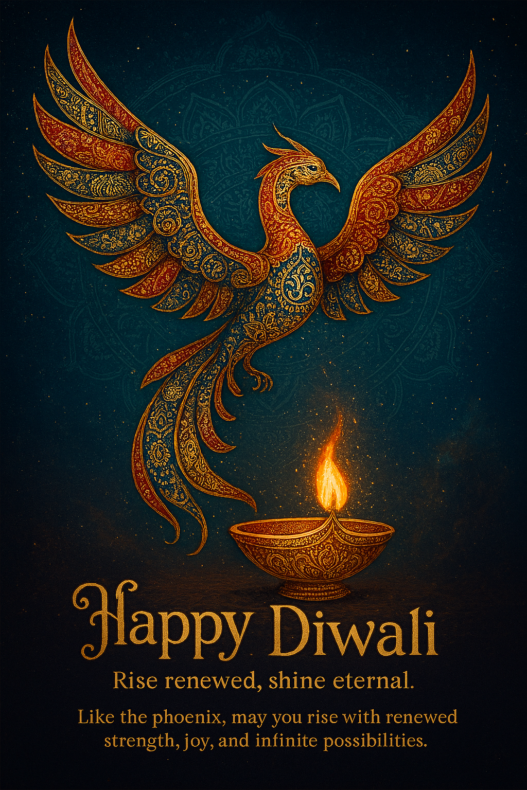 Premium Diwali wishes digital cards – Phoenix Mythic Diya