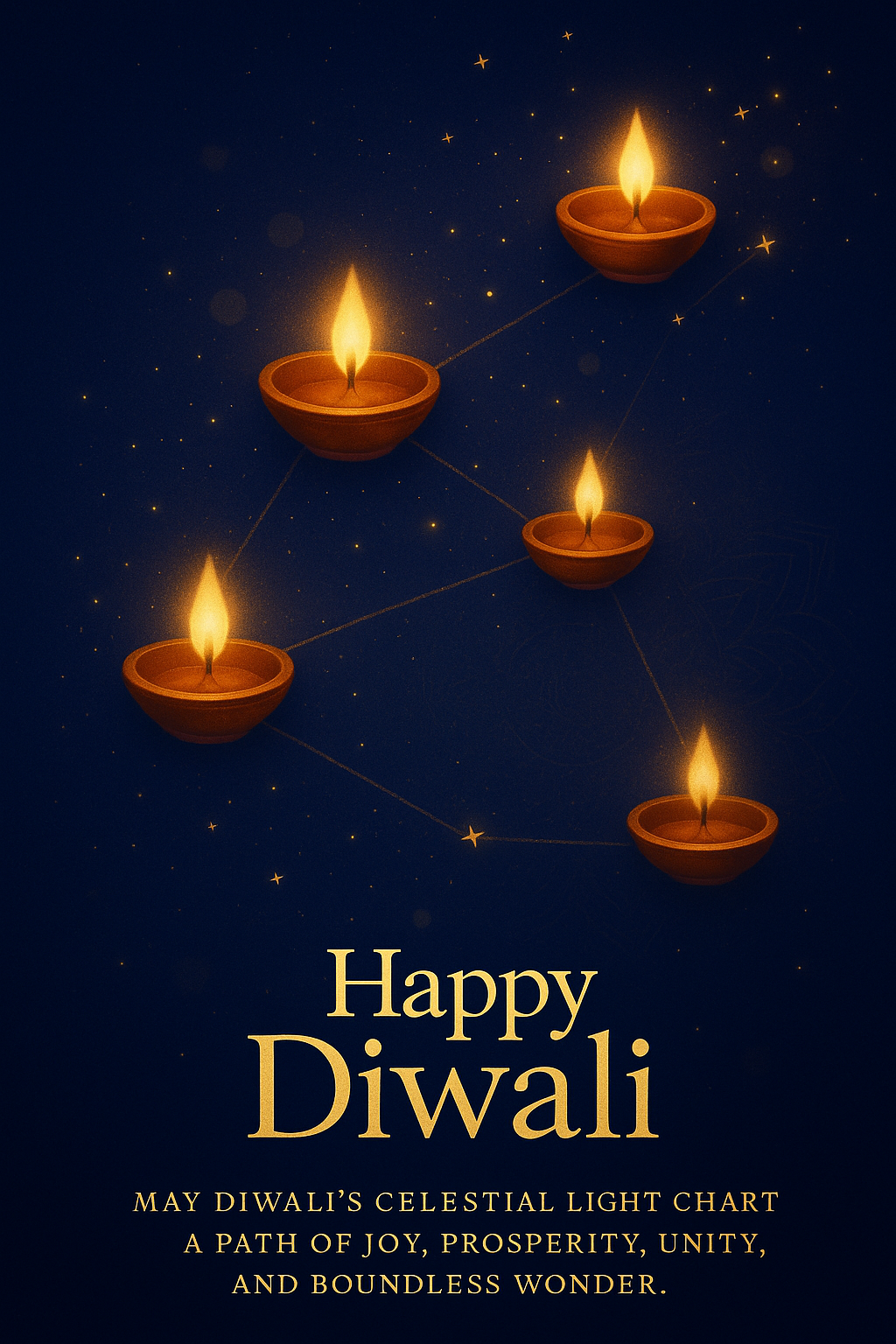 Premium Happy diwali cards – Navy Gold Elegant Diya