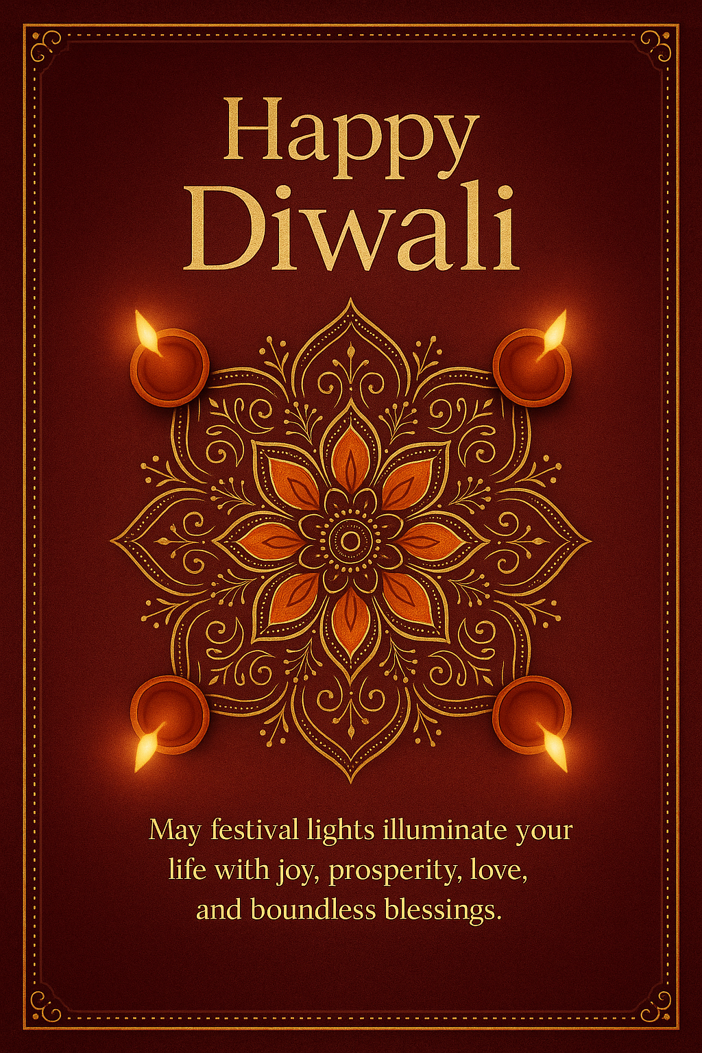 Premium Instant download diwali cards – Red Bordered Mand