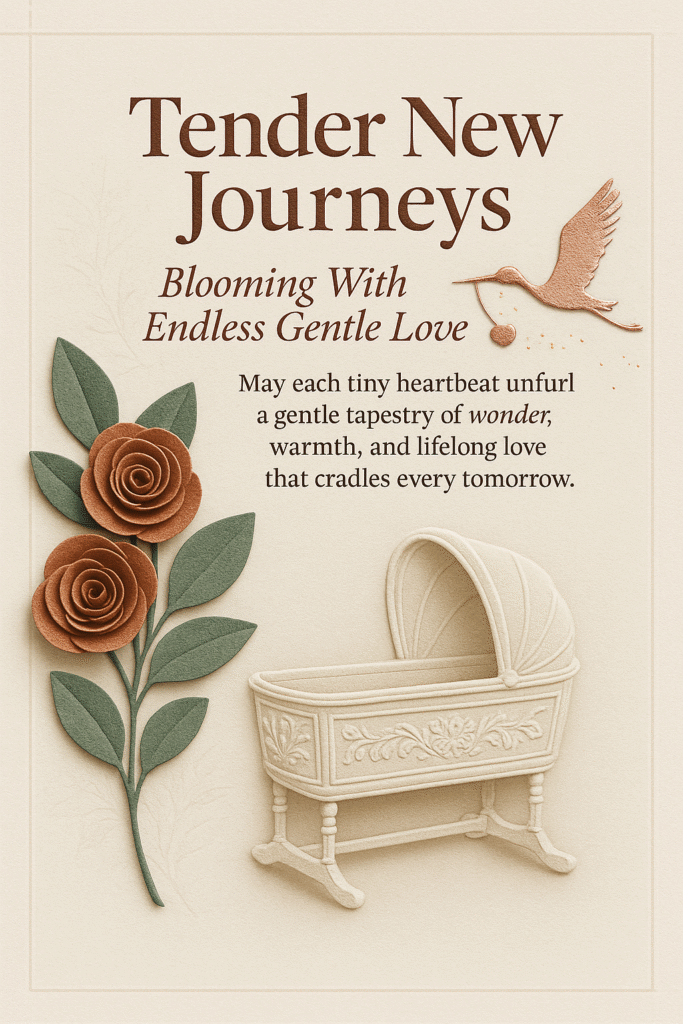 Tender New Journeys baby greeting card — blooming with endless gentle love | SocialFlush